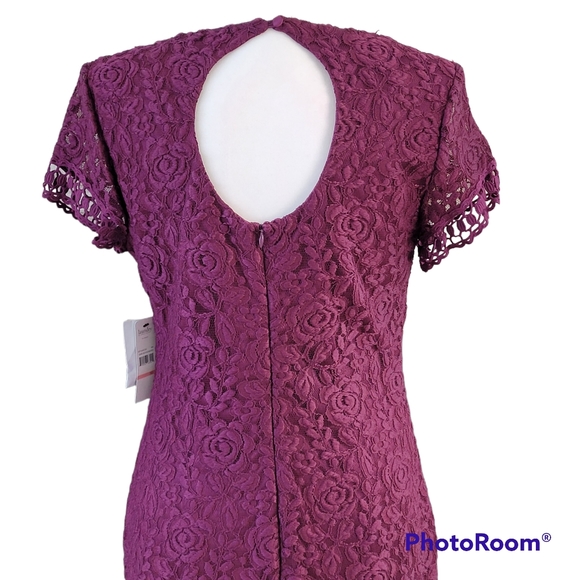 Brand New Laundry By Shelli Segal - Burgundy Lace Dress Sz 10 - Picture 5 of 15